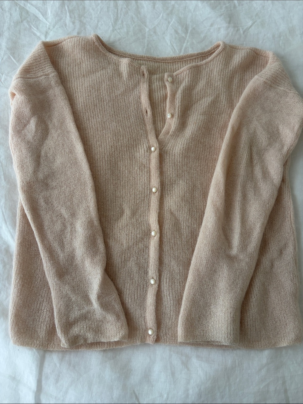 Sézane Pearl-Button Light Pink Cardigan